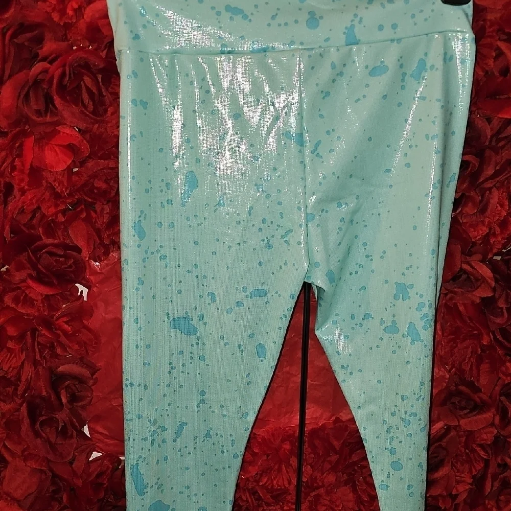 Converse NWT Girls Shiny Aqua Active Leggings Size Medium